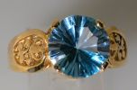 TOPAZ, SKY BLUE CONCAVE CUT/14K RING � (All uses, H-R)